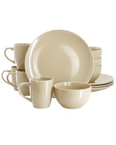 Gibson Home Everyday Plus 12 Piece Stoneware Dinnerware Set in Cream