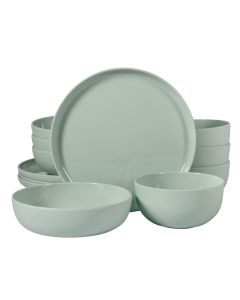 Gibson Home Candy Skies 12 Piece Wheat Straw Melamine Dinnerware Set in Green