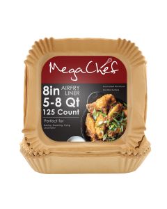 MegaChef 125 Piece 8 Inch 5-8 Quart Square Air Fry Parchment Paper Liners