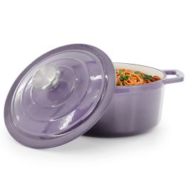 MegaChef 2.7 Quart Round Enameled Cast Iron Casserole in Gradient Purple